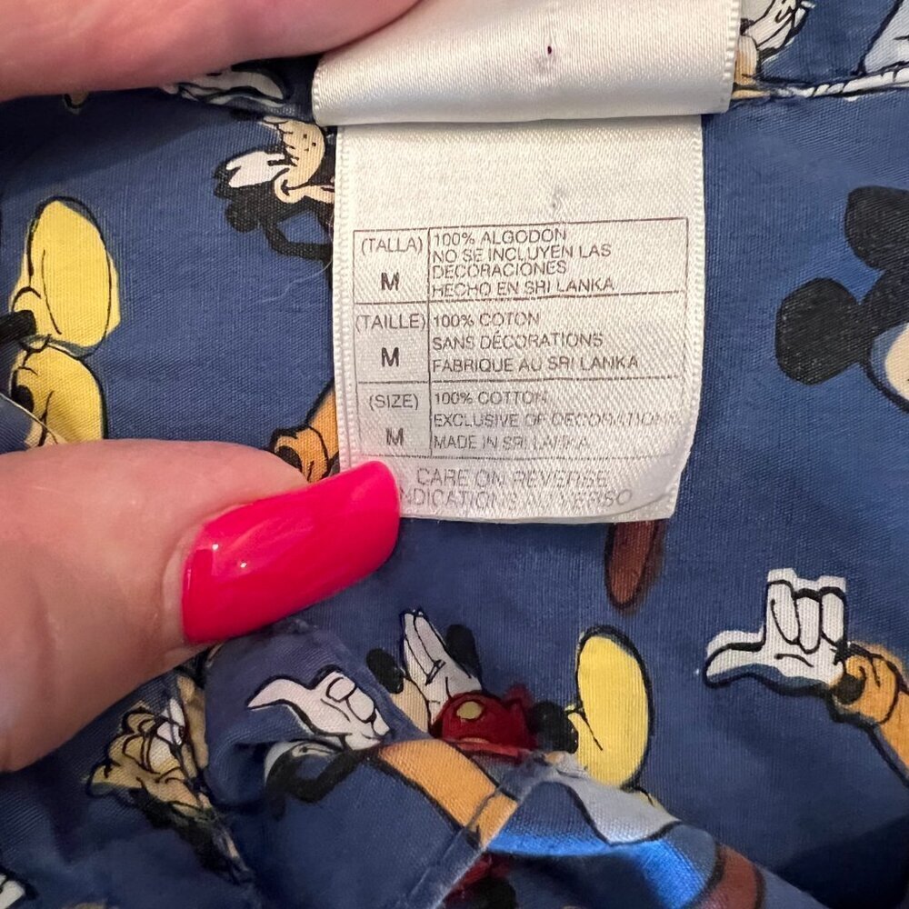 The Disney Store Vintage Blue Short Sleeve Button Down Shirt, Size Medium - Picture 7 of 10